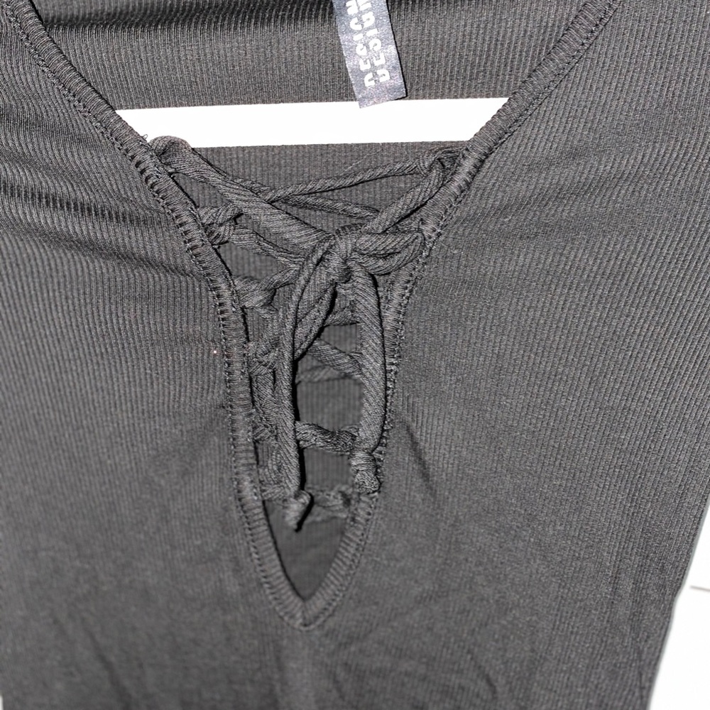 Lord & Taylor Design Lab Ribbed Lace Up Top - Picture 5 of 5